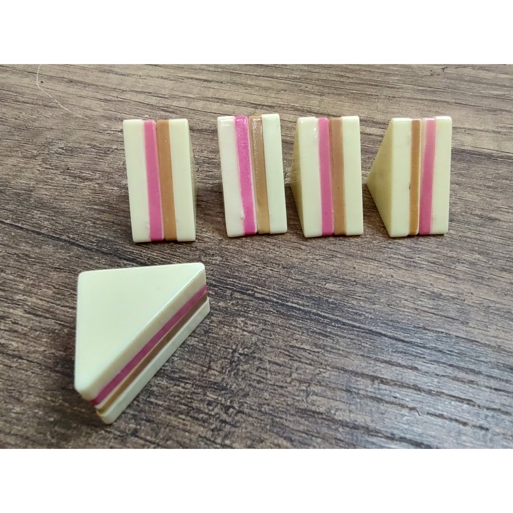 Dollhouse Miniature Peanut Butter And Jelly Sandwich Triangles Lot Of 5
